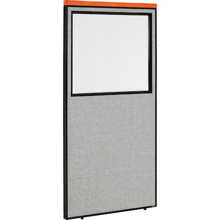 Interion By Global Industrial Interion Deluxe Office Partition Panel with Partial Window, 36-1/4inW x 73-1/2inH, Gray 694671WGY